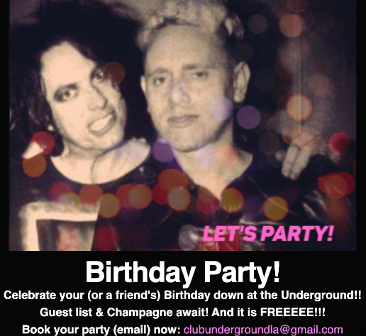 clubunderground's tweet photo. UNDERGROUND The ONE &amp; ONLY 🖤 EVERY FRIDAY! 🖤 Let's Dance! UNDERGROUND Weekend Kickoff w/DJ Larry G.
Join legendary LA dance party this FRIDAY! Indie, Post-Punk, BritPop, New/Dark Wave, Synthpop/Electro, 80s-Now Dance Party!
Discount tix: https://t.co/LbUX4VNm4H https://t.co/dqrgrXdhSD