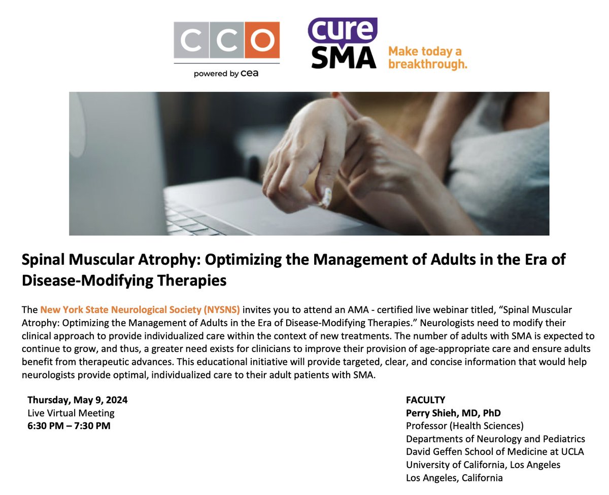 Join us on May 9 to learn about #SMA management in adults: conta.cc/3VYxToD