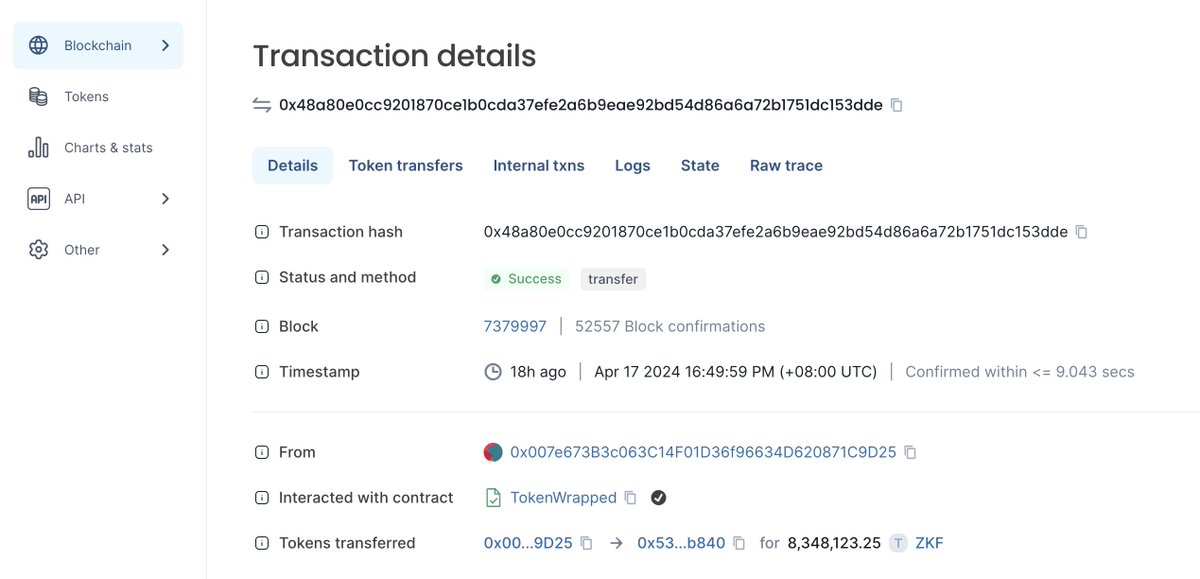 🔥8,348,123.25 $ZKF has been burnt. Additionally, the gas fee data for this week so far is also quite astonishing. 📈 scan.zkfair.io/tx/0x48a80e0cc…