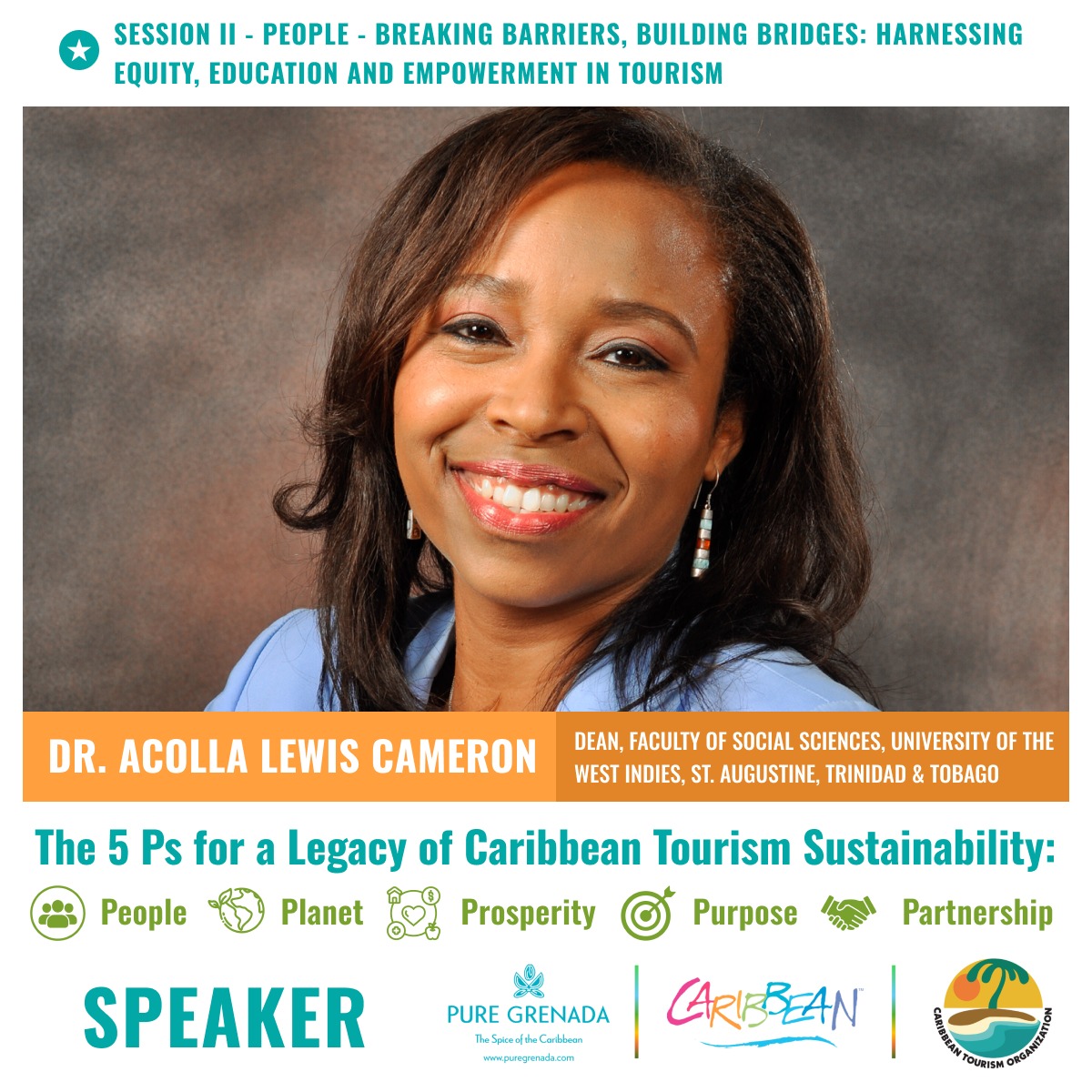 Dr. Acolla Lewis-Cameron, Senior Lecturer and Dean of the Faculty of Social Sciences at the University of the West Indies in Trinidad, will lend her expertise at our #people-focused panel at the Caribbean Sustainable Tourism Conference on Monday, April 22, in Grenada.