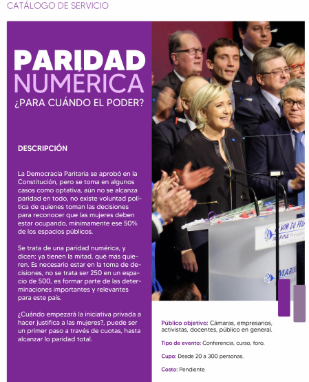 IDHISmexico's tweet photo. Las mujeres logramos la paridad cuantitativa, pero el ejercicio pleno del poder es una tarea pendiente.

El IDHIS presenta el curso Paridad Numérica, y ¿el poder para cuándo?

¡¡¡¡Comunícate con nosotras!!!! El IDHIS imparte ésta y otras capacitaciones. https://t.co/UAjeKsGuPr