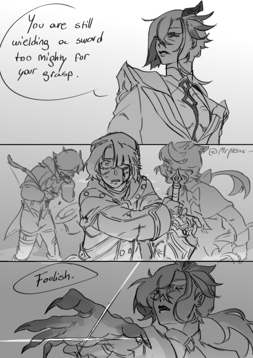 kids shouldnt handle weapons too big for them :c #Arlecchino #Freminet #GenshinImapact