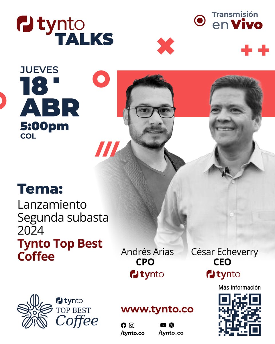 🤯 Tynto.co vuelve recargado con su próxima subasta virtual *Tynto Top Best Coffee* si quieres conocer más, te esperamos a las 5:00 pm tendremos invitados especiales, no faltes y conéctate a YouTube 👉 youtube.com/watch?v=F5gE-s…