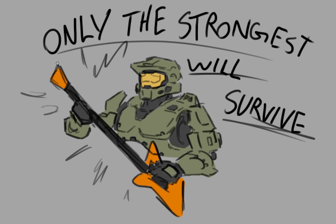 Got side-tracked while making a c0mm because my friend mentioned they were going to see Breaking Benjamin live, so have this doodle #Halo #Halo2