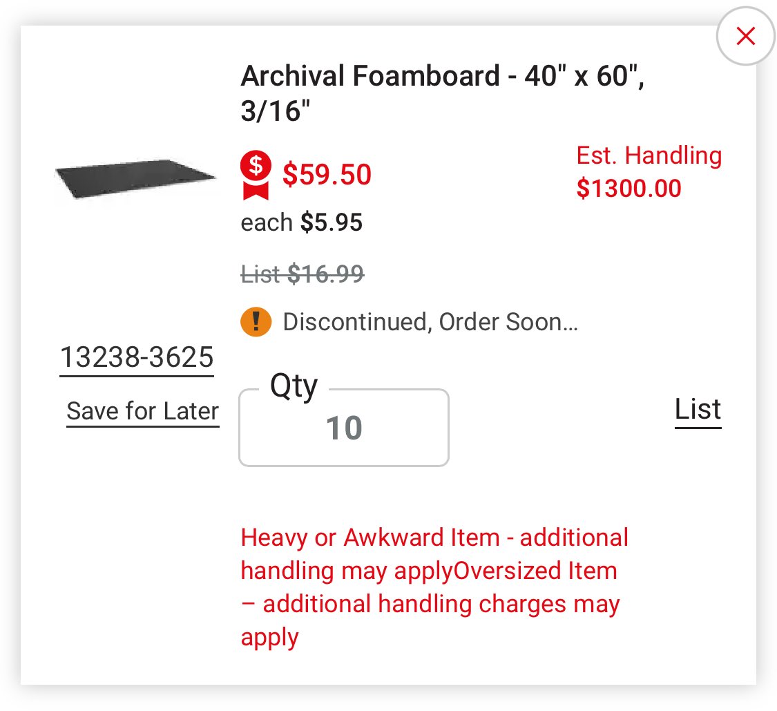 hopheadded's tweet photo. Nice try, @Blick_Art… $1300 shipping for $60 in product. Might want to fix your eCom site that’s about as sophisticated as my c. 2000 Flash animations 😂😂 | it’s really not hard even with special handling items #retailfail https://t.co/VcUgKxOPsh