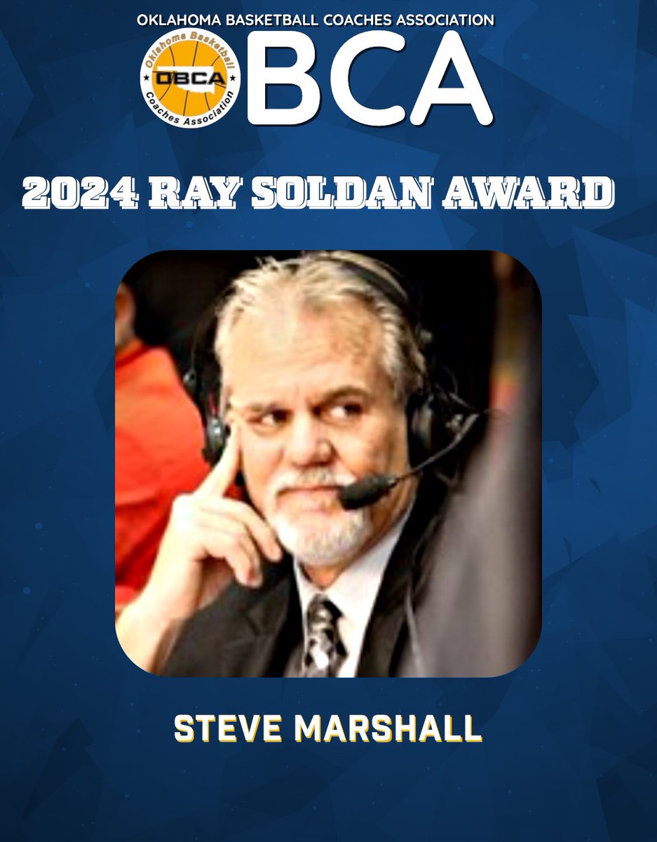 Congratulations to Steve Marshall @stevermarshall on winning the Oklahoma Basketball Coaches Association Ray Soldan Award for media excellence covering high school basketball @KREFsportsTV #okpreps