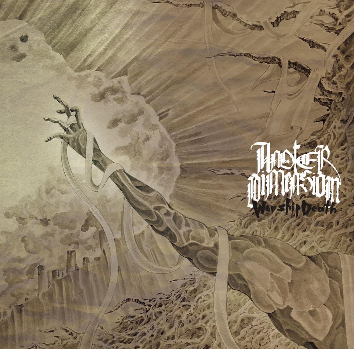 宇田川と前川が所属するAnother Dimension 2nd album “WORSHIP DEATH” ジャケット公開です！レコ発も6/22(土)@新大久保EARTHDOMにて開催！共演もg.a.t.e.s, assembrage (大阪) , 鐵槌と強力です！そちらもお楽しみに！！