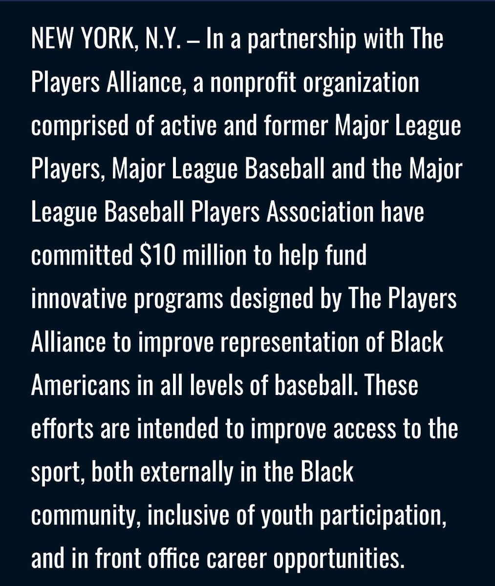 It’s not just that this article is written in Whinese w/the predictable set of talking points. Both are bad enough. But this is also wrong on the facts. MLB has been focused on this for *years*. The league thought bowing to BLM would earn them favor. How’s that working out?