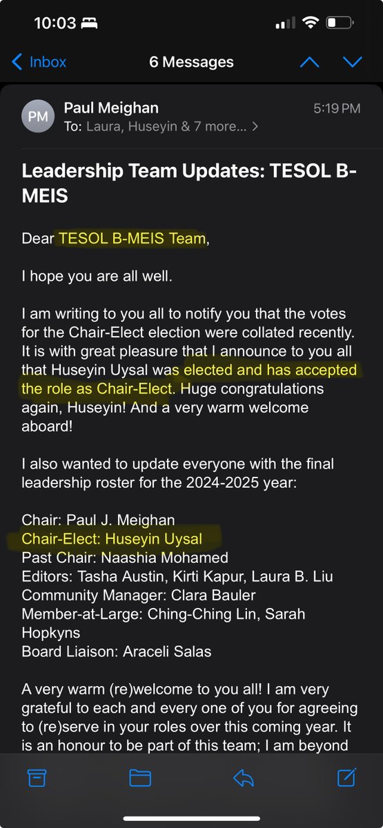 I'm deeply honored and humbled to be elected as the Chair-Elect of @TESOLBiMulti within @TESOL_Assn 🤩🙏 I can't wait to work alongside these wonderful colleagues.