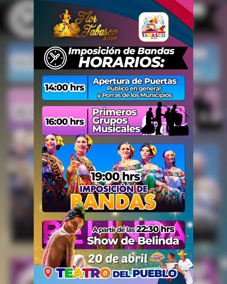 TabascohoyFM's tweet image. #FeriaTabasco #THR 🎡El Teatro del Pueblo del #ParqueTabasco #DoraMaría abrirá sus puertas a partir de las 14:00 horas el próximo sábado 20 de abril, para que se lleve a cabo los eventos de la Preferia como es la #ImposiciónDeBandas🎉
