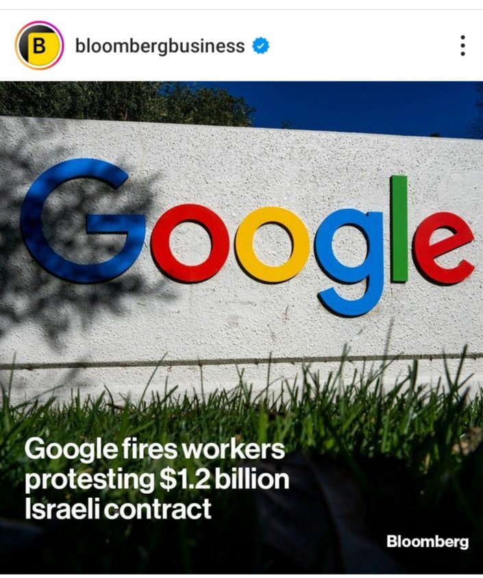 Pegawai Google yg protes krn Google kolab dg Kemhan Israel (buat hancurkan Gaza) malah dipecat :( 

Btw duet pendiri Google, Sergey Brin x Lary Page adalah Jewish guys. 

In Gooogle, we trust :)