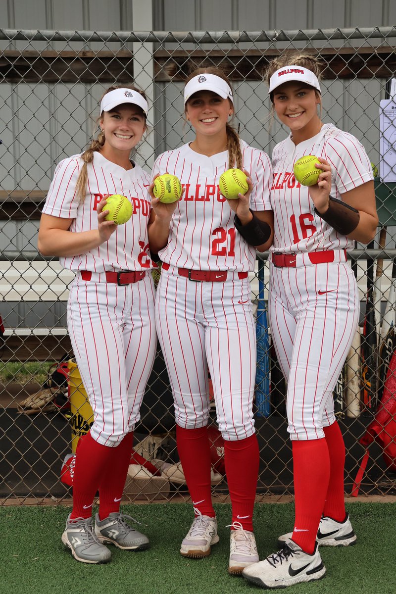 McPherson is a team to keep a serious eye on in 4A🥎. Haely Hageman (center) gets 2 HR’s in the same game against Louisburg on Tuesday. Karter Alvord (right) and Addison Chapman (left) each with a HR in the game. Mac is one of the top 🥎 teams in 4A (13-3) and unbeaten against 4A