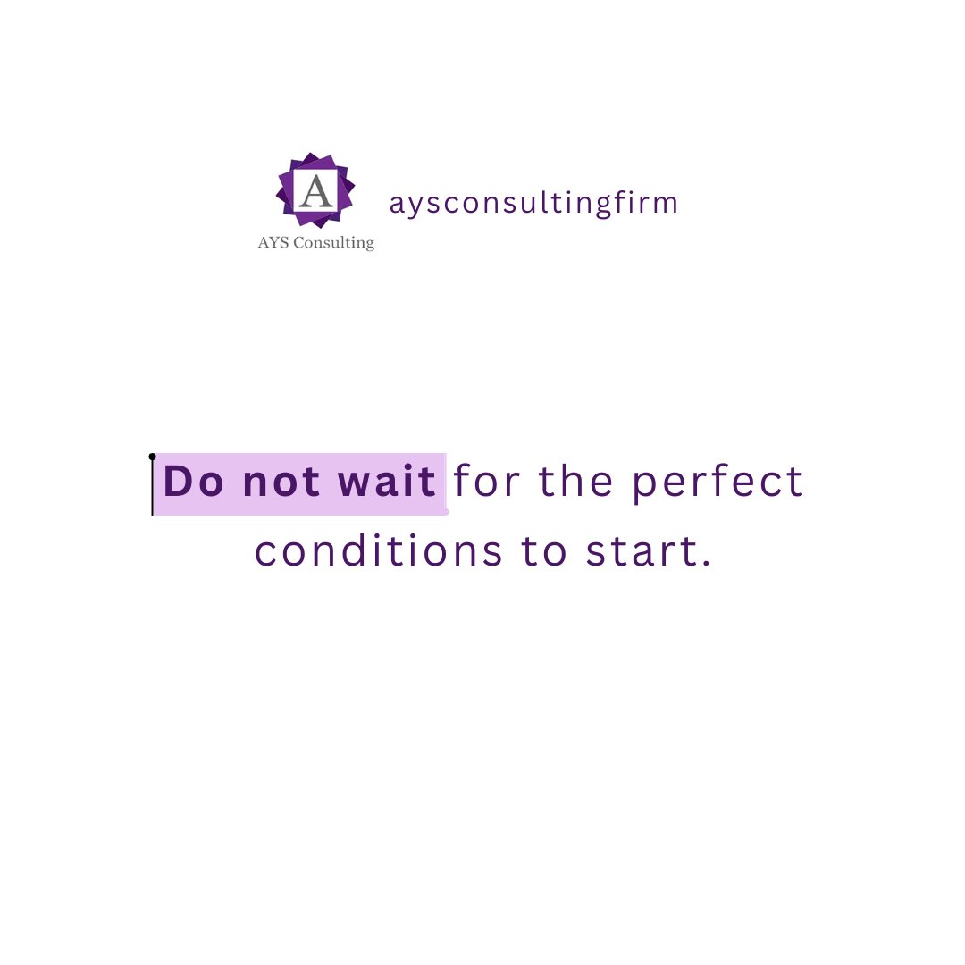 Remember, progress thrives on action, not on waiting for flawless circumstances. So take that first step, and let determination be your compass. 🧭

aysconsultingfirm.com

#aysconsultingfirm #london #UK #accountingservices #accountant #businessplanning #strategicplanning