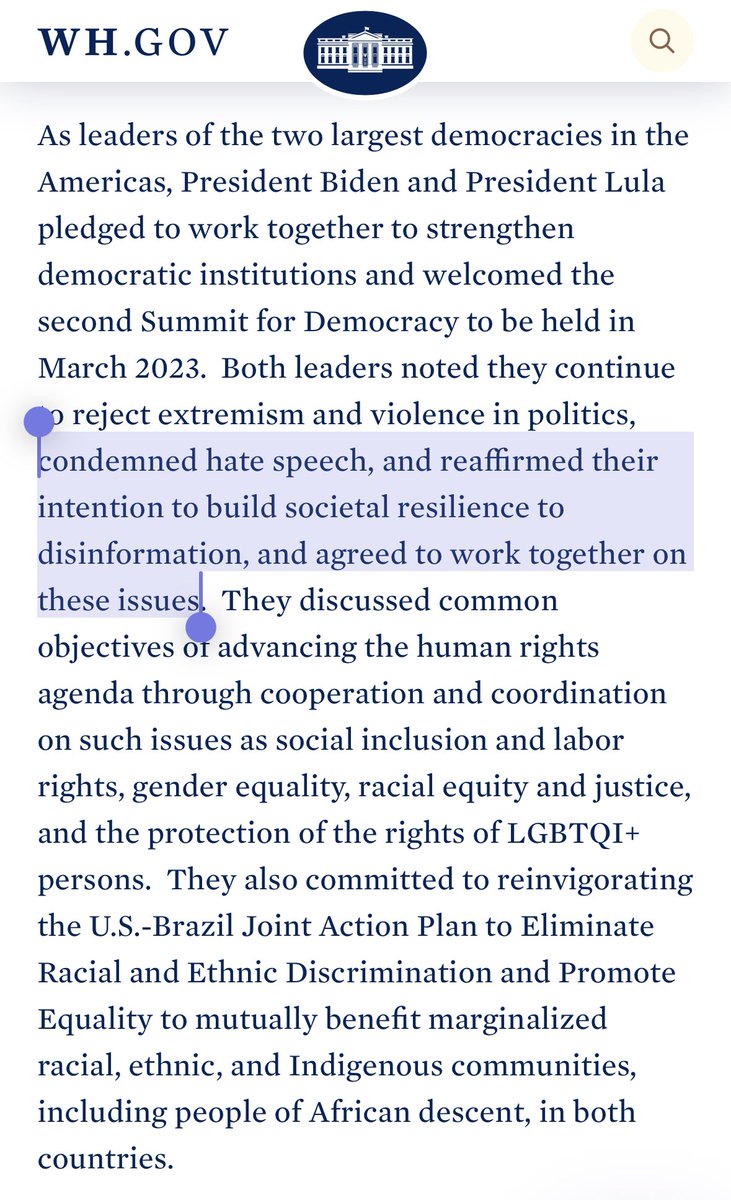 To what extent did the Biden administration collude with Brazilian authorities to censor Wrongthink? To what extent is the Biden administration colluding with other foreign regimes to censor Wrongthink now in ways that could end up suppressing Americans’ speech in ‘24 too?