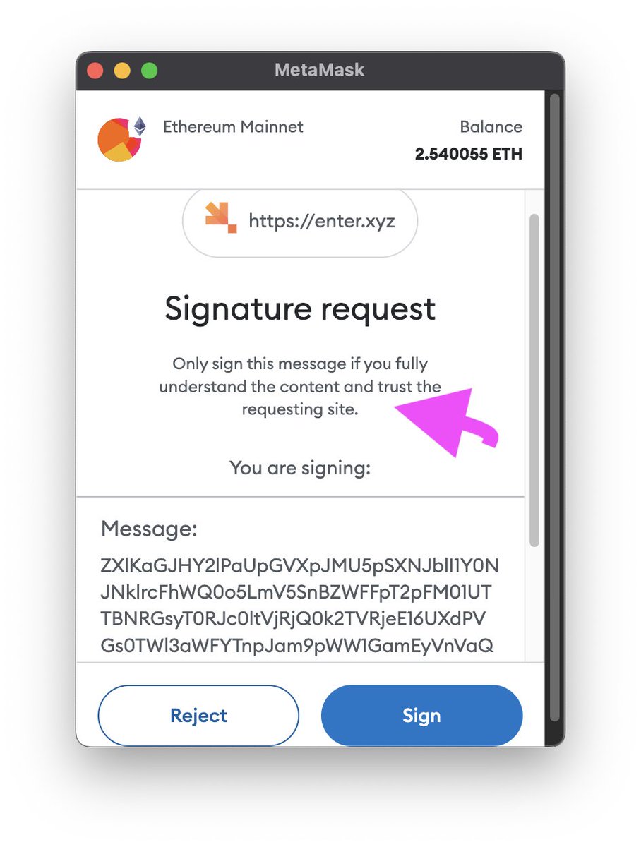 Why does enter.xyz not have an X account or any contact information on its website, but they want everybody's phone number who uses the website or they want you to sign opaque messages like this which could be used to pilfer all your tokens?