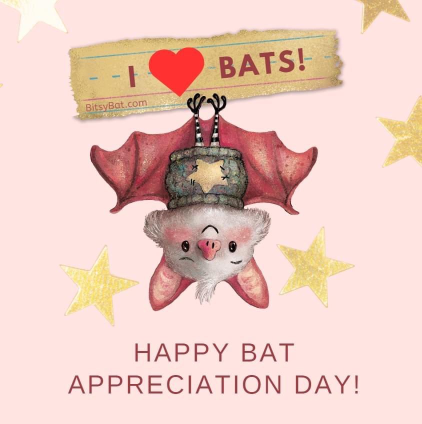 Happy #BatAppreciationDay from me and Bitsy Bat! 'Each year on April 17th, International Bat Appreciation Day reminds us of the roles bats play in our daily lives. April is also the best time of the year to observe bats, as they are now beginning to emerge from hibernation.'