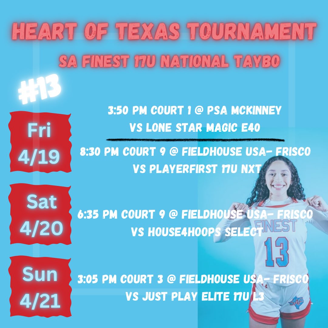 Gabryela Galvan (@gabryela_g31) on Twitter photo Heart of Texas Schedule for this weekend!!๐
<a href="/RollsideGBBall/">Southside Girls BBall</a> <a href="/SAFinestbball/">SA Finest Basketball</a> Heart of Texas Schedule for this weekend!!๐
<a href="/RollsideGBBall/">Southside Girls BBall</a> <a href="/SAFinestbball/">SA Finest Basketball</a>