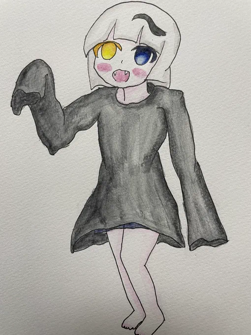 手を挙げる吸血鬼!#イラスト#オリキャラ 