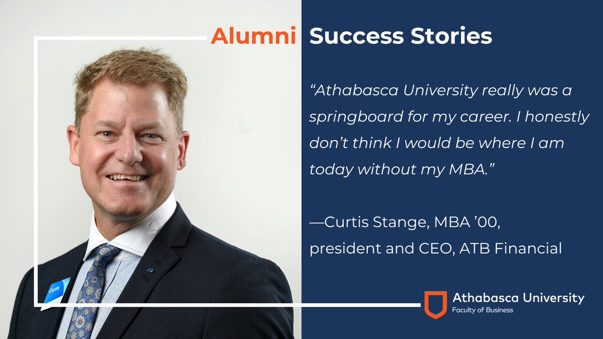 AthabascaUBiz's tweet image. The AU online #MBA program was an important part of Curtis Stange's success, "a springboard for [his] career." Read Curtis' story: bit.ly/43yqLB1

#AlumniSuccess #ProudGraduate

@atbfinancial