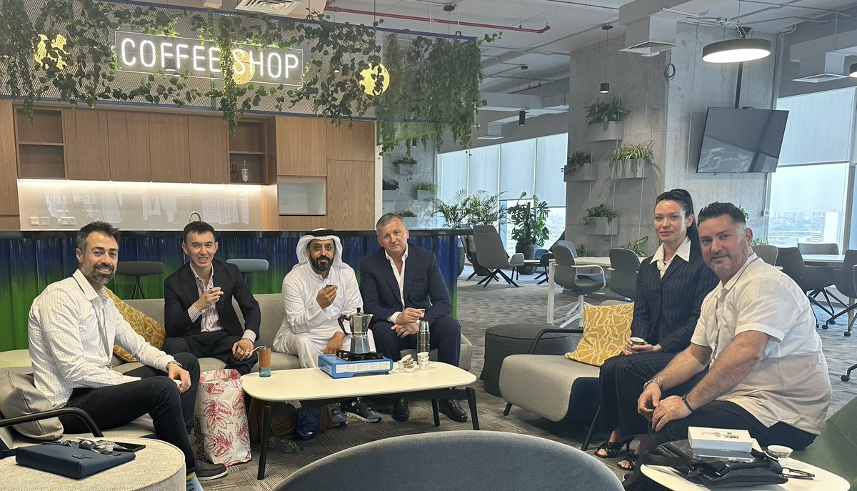 ahmedbinsulayem's tweet photo. Pleasure to host a gathering of #Web3 , #AI leaders and Coffee entrepreneurs at @UptownDubai & #FutureMobilityHub ahead of the https://t.co/FxpSlZmLjn launch of the Gen AI LLM ‘Ask QX’ , and looking forward to have them as a partner in the soon with @dmccaicentre .
With me are HBAR Foundation @HBAR_foundation , @srogisms CFO, David Cramer COO, Vignesh Pethuraja Head MiddleEast, Jason Blick CEO at EqiBank , Eli Taranto - Executive Director, Banking at Eqi Bank @EQIBank , Mateo González @MateoJGonDo - Founder & Co-Owner, Hidden Coffee Roaster , Alex Esteve - group CEO & co-founder CIFE and our former colleague James Bernard @JamesDBernard - QX Lab AI @QXLabAI
@DMCCAuthority #madefortrade #futureoftrade #uae #dubai 🇦🇪 #2024 #supercoolmobilitycenters @hubculture