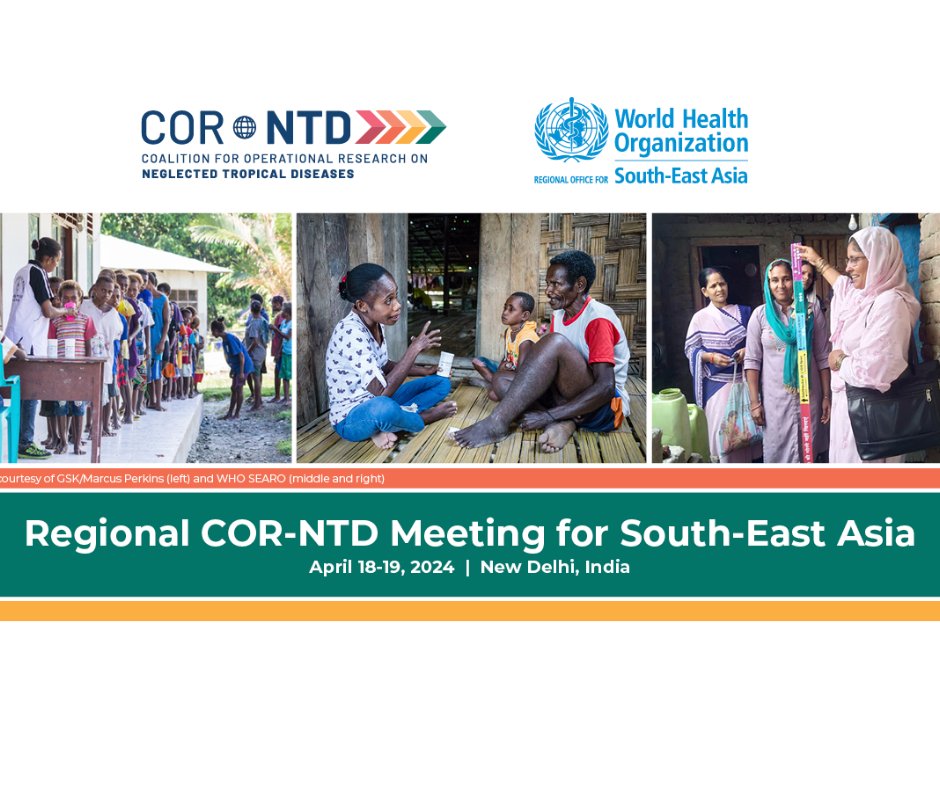 The Regional COR-NTD Meeting for South-East Asia begins today! More than 100 researchers, country program leaders and other key stakeholders are convening to discuss operational research to #beatNTDs in the region. @WHOSEARO @USAID @USAIDGH @gatesfoundation
