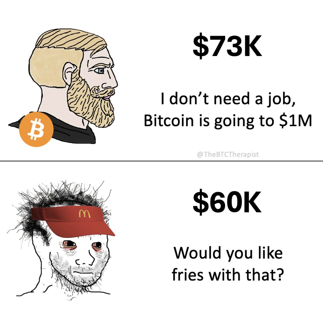 TheBTCTherapist's tweet photo. Stay humble. Flip burgers. #BTC https://t.co/Ki1Z83Fawo