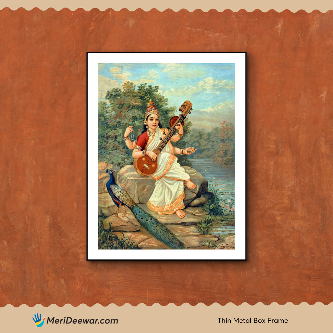 A Saraswati painting in a metallic frame sounds so elegant and beautiful. 🌺🌹🎨

#Saraswati #artwork #beauty #RajaRaviVarma #MaharashtrianWoman #ArtisticBeauty  #wallartpainting #photoframegifts #designerdeinteriores #merideewarproducts #metalframe #wall