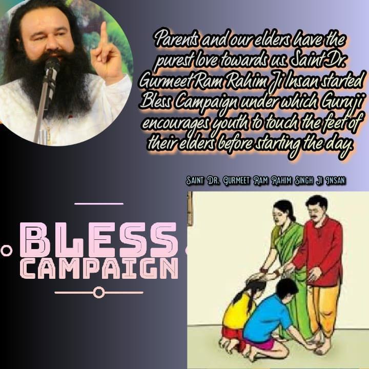 Now with rapid modernization, Young generation is getting away from their Indian Culture. To revive the sanskar in children, Saint Dr MSG Insan started Bless campaign under which lakhs of people start their day by touching the feet of elders and #Blessings from them in return.
