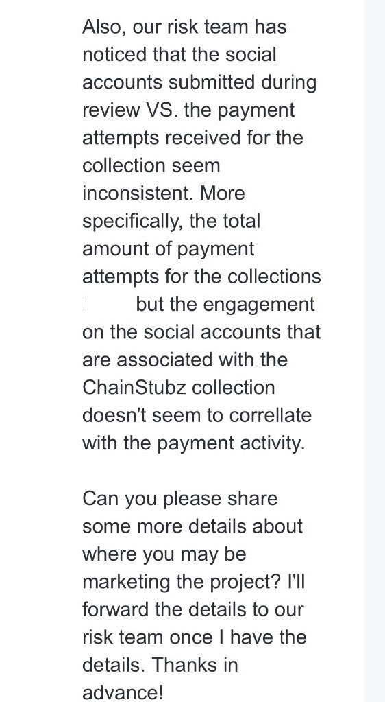 trubabyceo's tweet photo. @crossmint we never had error logs on our end yoir story about broken links was bogus. It’s on your end. And a Quick Look at the socials we used would have showed all the patrons frustrated they couldn’t process their payments. https://t.co/8pDwYRDCjg