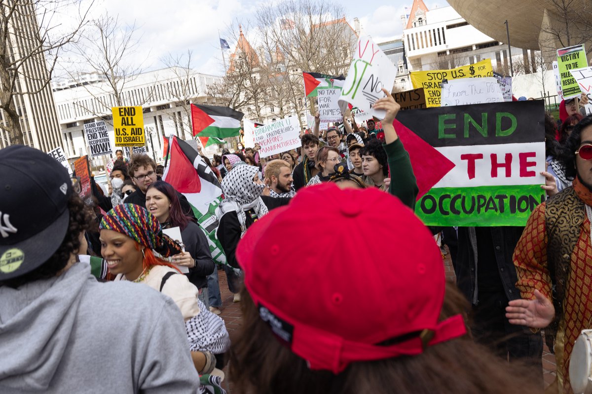 SUNYBDS's tweet photo. On April 15th, we joined the hundreds of demonstrations that were staged on Tax Day. SUNY BDS was first formed through Zoom calls between a handful of SUNY faculty and students and has now grown to a nationwide movement calling for divestment from the Palestinian genocide. https://t.co/JYjB0R2WOM
