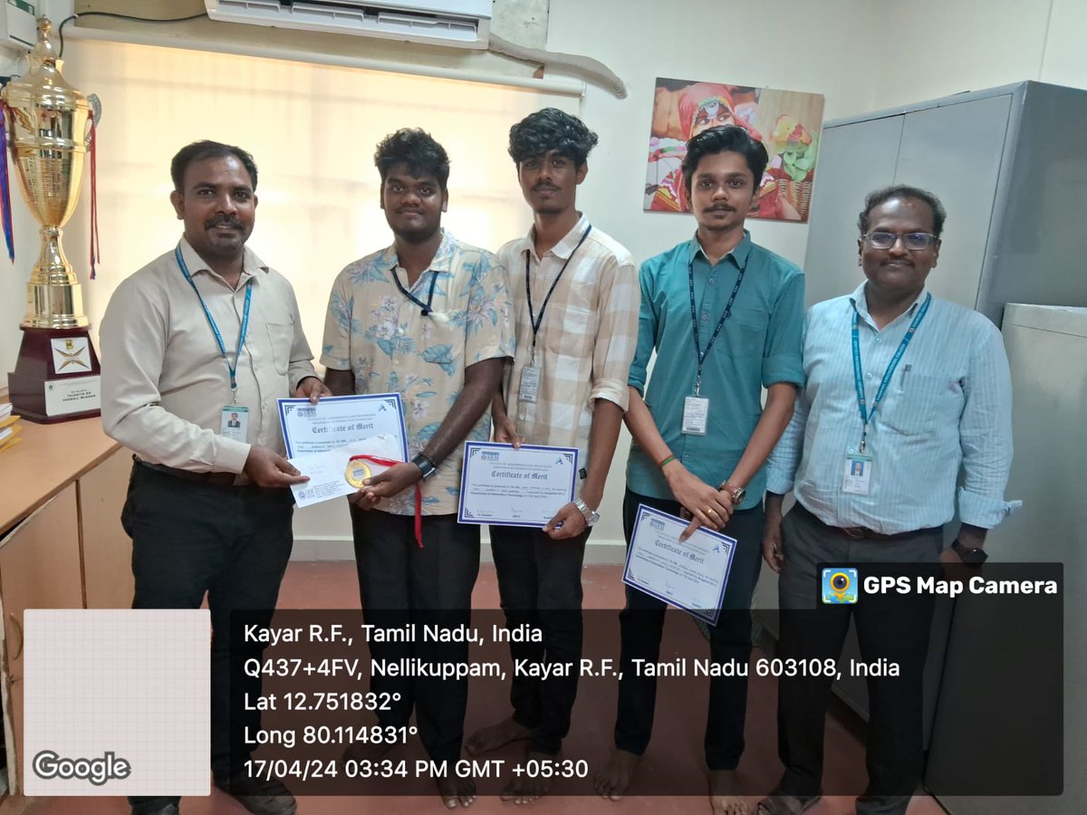 We are Happy to inform you that Vishal. K. S Thaush kumar.N Renil Immanuel.C of 2nd year, Computer Science and Engineering Department has secured 1st Prize in the Sprint hackathon with Cash Prize Rs. 1500 Technical Event conducted at SRM University Ramapuram.
#SRMEaswari
#EEC
