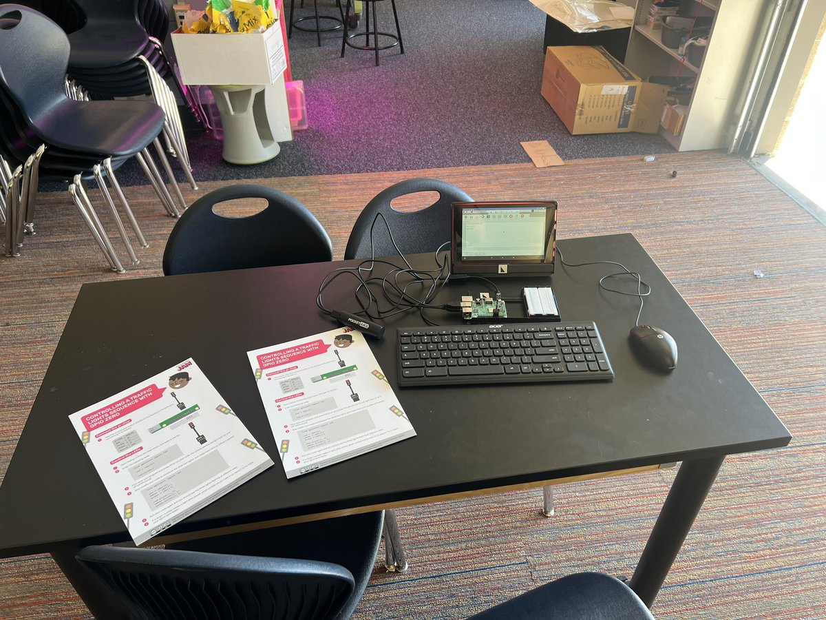 KyleJwilke's tweet photo. Our python #gpiozero traffic light setup. Love these activity cards provided by @RaspberryPi_org to support Jams :-) https://t.co/VCFhAshUv1