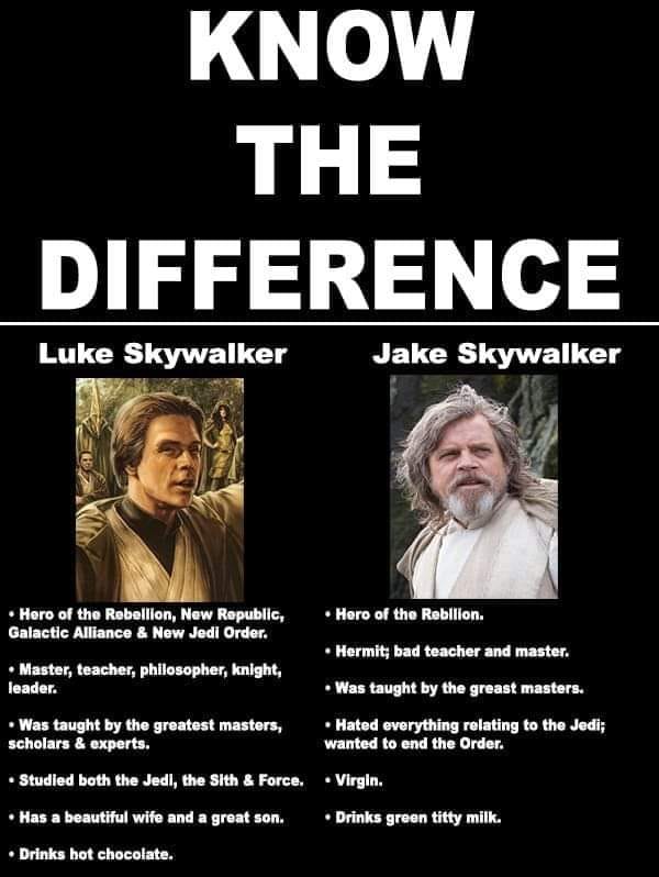 #StarWars #LukeSkywalker #JakeSkywalker #GreenTittyMilk (also #BlueTittyMilk)