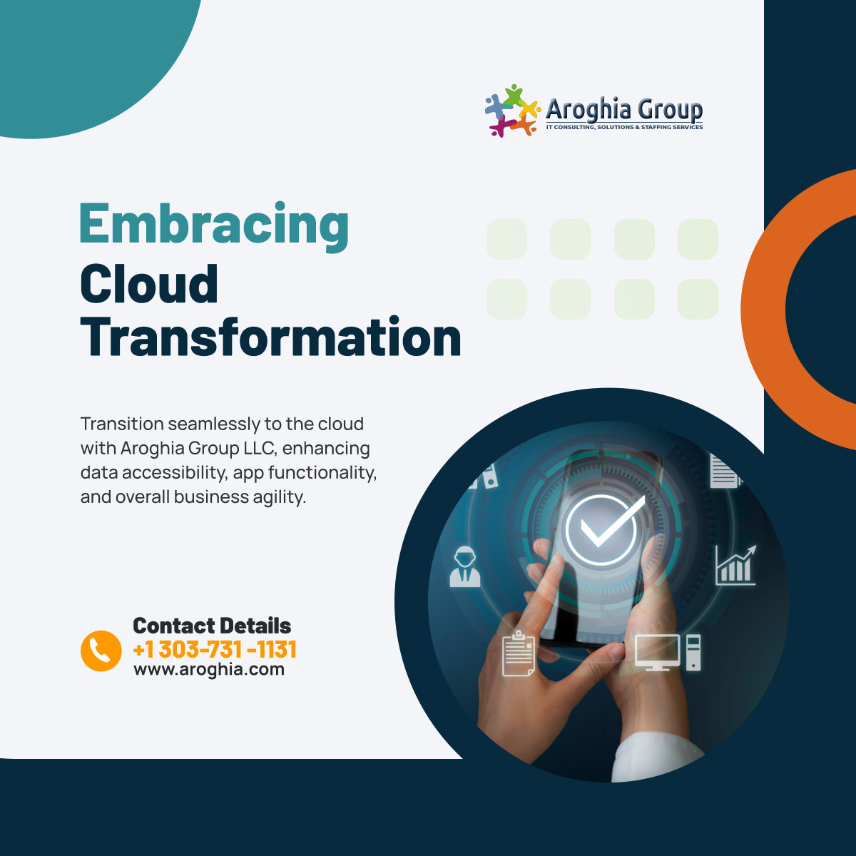 Future-proof your business with Aroghia Group LLC cloud transformation services. Elevate your data and application management to the cloud for unparalleled flexibility and efficiency.

#AuroraCO #ITServices #CloudTransformation #BusinessAgility #TechInnovation