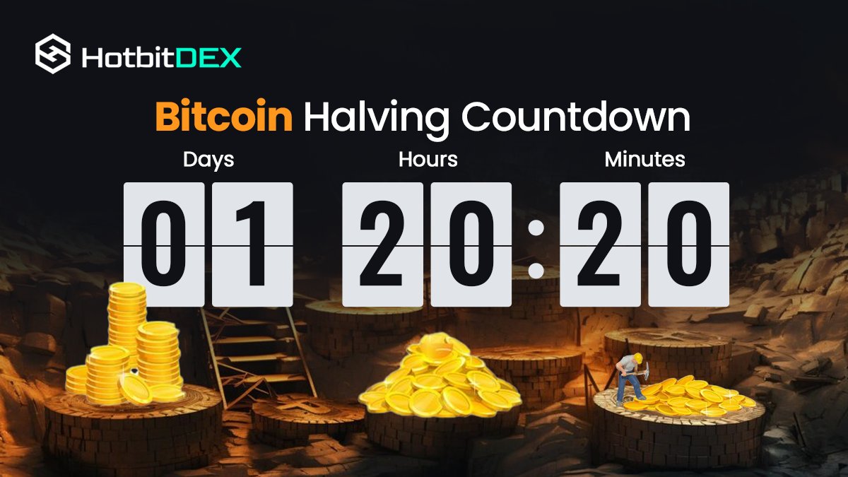 ⌛ Only 266 blocks left until the #BitcoinHalving! We're down to the wire: 1 day, 20 hours, 20 minutes. The anticipation is palpable. How are you feeling as we approach this pivotal moment in #BTC history? Join the countdown and share your excitement! 🎉 #HotbitDEX…