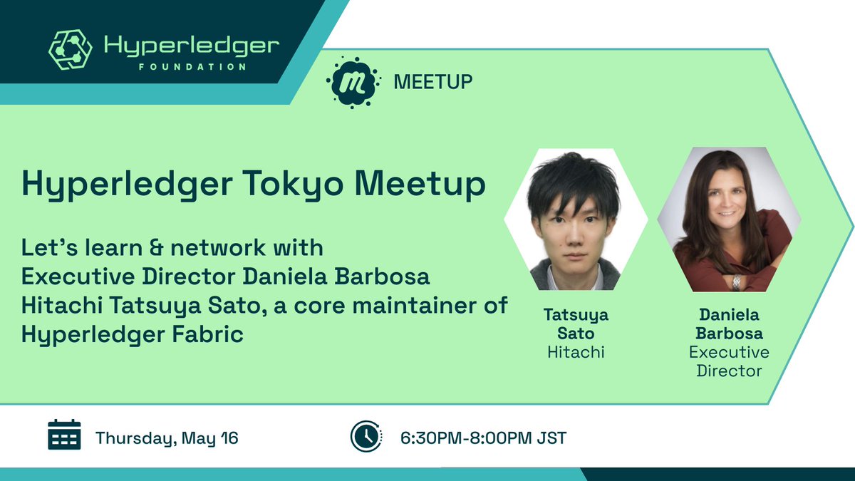 Linux_Fdtn_JP's tweet image. 5/16開催 Hyperledger Tokyo Meetup
#Hyperledger エグゼクティブディレクターDaniela Barbosaを迎えて

Danielaが最新情報を共有し交流を行います
また、Hyperledger Fabric開発をリードするコアメンテナに就任された日立製作所の佐藤竜也さんにお話をお伺いします

詳細 : hubs.la/Q02tgFdC0