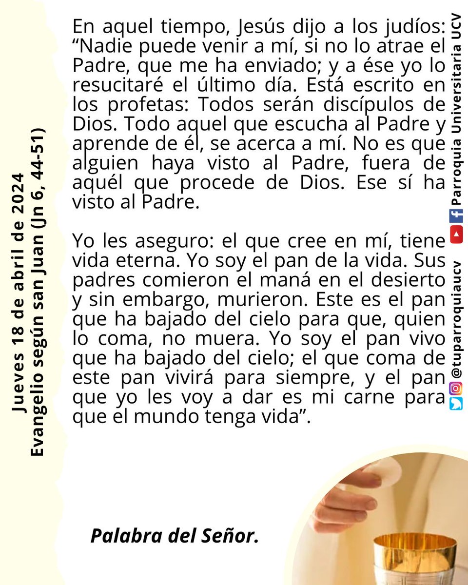 #EvangelioDeHoy #EvangelioDelDía #18Abr #EnTodoAmarYServir #JesuitasDeVenezuela #TuParroquiaUCV