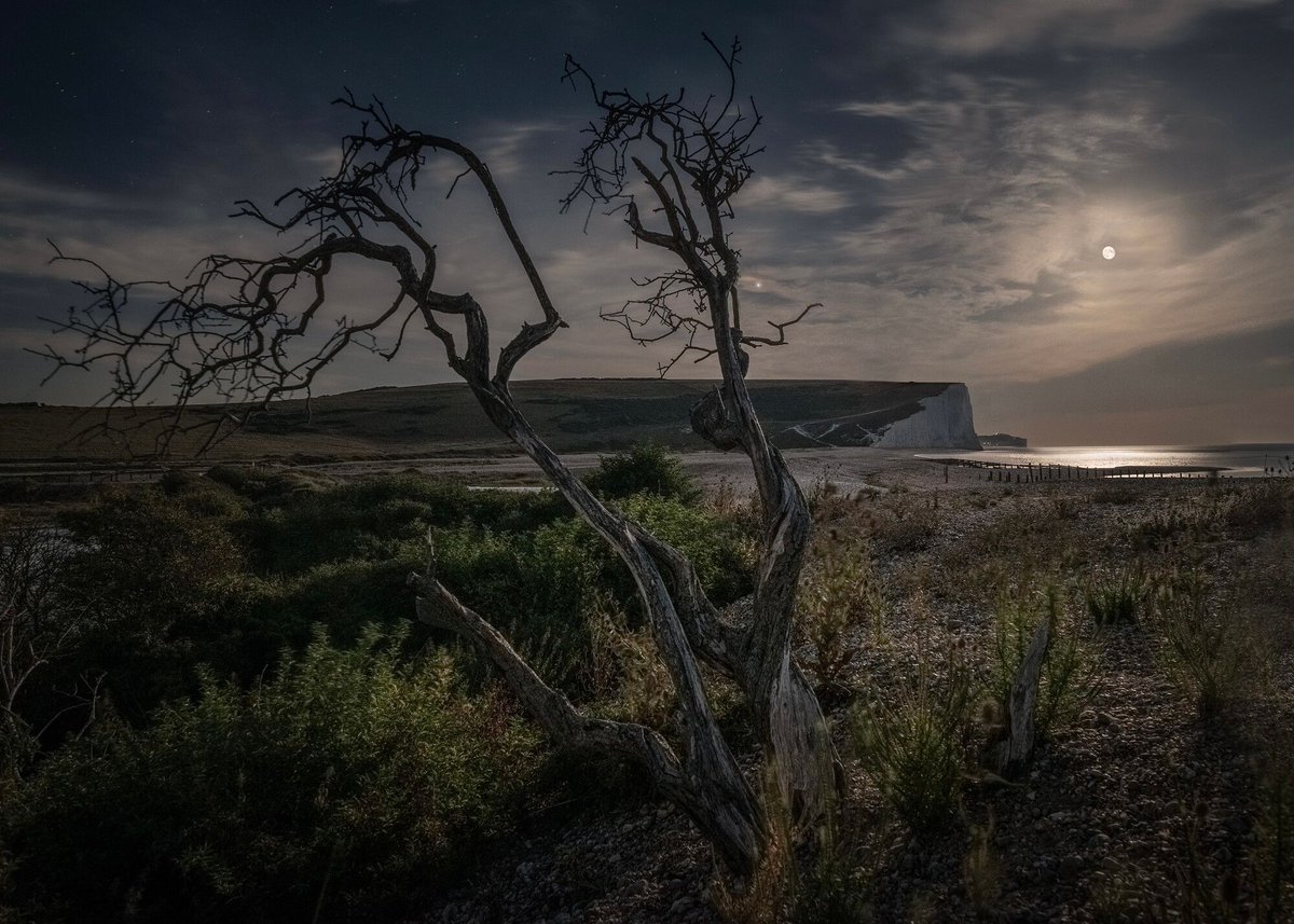 Moonlight illuminating the Country Park. A stunning shot taken by Giles Embleton Smith. #SevenSisters #Moongazing #SouthDowns