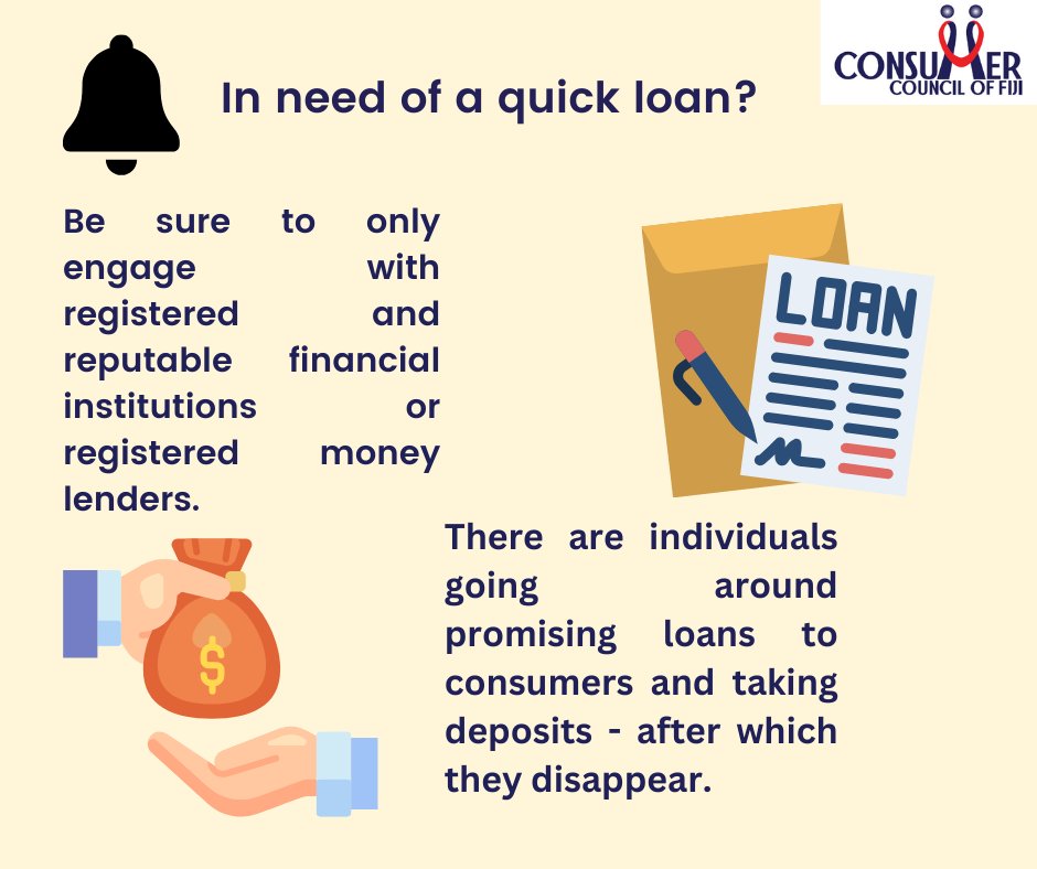 If you are unsure about agents of companies giving out loans, call us on our toll- free number 155 or email complaints@consumersfiji.org to seek advice. #Fijianconsumerrights #TeamCCoF #TeamFiji
