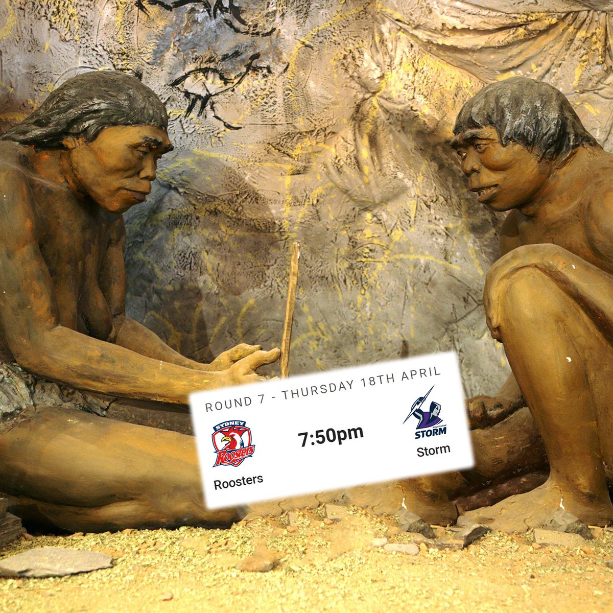 Rare picture of man discovering fire. What a game to start the round.