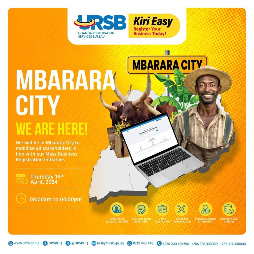 URSBHQ's tweet photo. Engaging discussions at the Stakeholder Workshop on Mass Business Registration Initiative at Hotel Triangle - Mbarara. We delved into the Online Business Registration System and the array of services offered by @URSBHQ. #KiriEasy #BusinessRegistrationUG. https://t.co/RR3dyY71hO