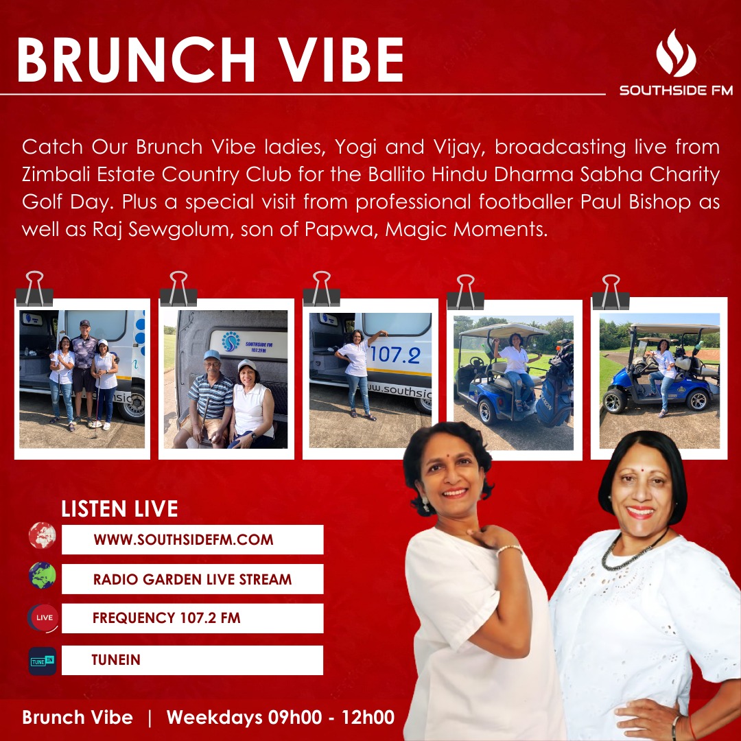 SouthsidefmR's tweet photo. 🔥Join us for brunch and good vibes live from Zimbali Estate Country Club! Tune in for the Ballito Hindu Dharma Sabha Charity Golf Day with Yogi and Vijay on Southside FM 107.2. 🔥🏌️‍♂️✨#SouthsideFM https://t.co/Hob4lueL6K