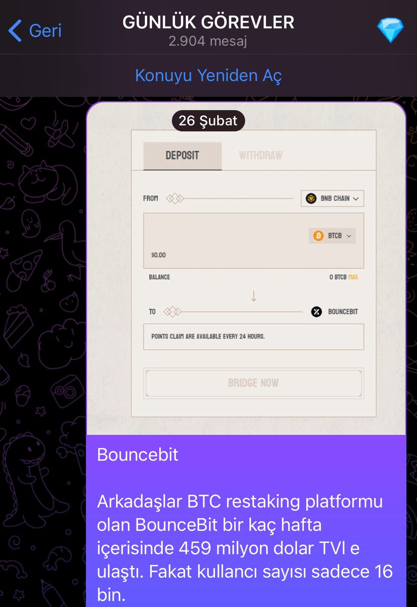 Somra ikinci sürpriz geldi. @bounce_bit binance da listelenecek. 26 şubatta yerimizi aldık