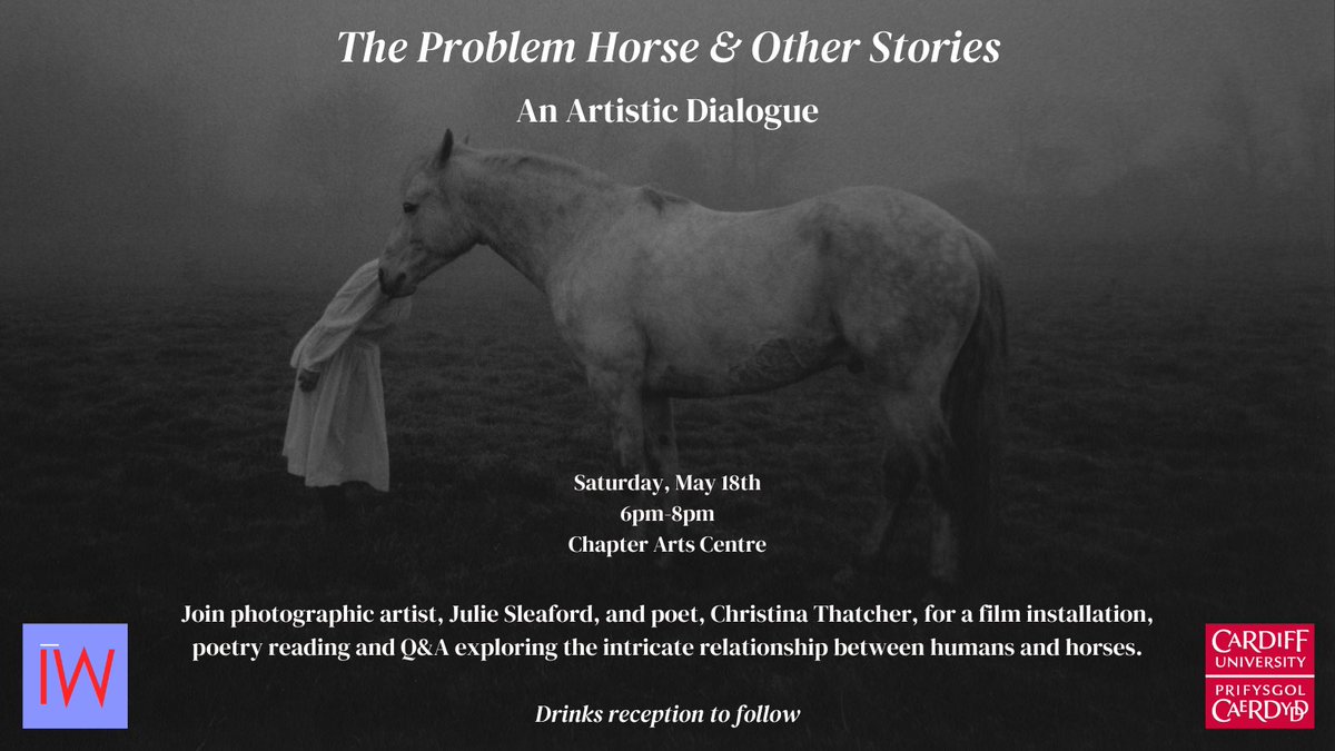 Join us for an evening exploring the relationship between humans &amp; horses w/ photographer Julie Sleaford &amp; poet <a href="/writetoempower/">Christina Thatcher</a> 🐴 

Your free ticket includes a film installation, poetry reading &amp; Q&amp;A, followed by a drinks reception!

Learn more / sign-up: ticketsource.co.uk/cardiff-univer…