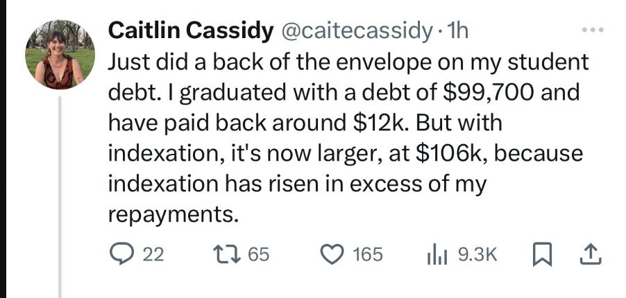 The average student debt is roughly $26k. What did this journalist graduate from exactly? (Funny how many of these debts are 'about $100k' eh?)