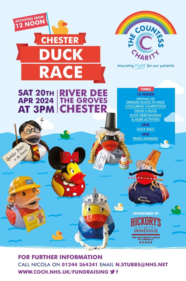 This Saturday-activities start from 12noon (hook a duck, colouring comp, duck merch, viewing of decorated ducks, face painting & the duck raffle). 102 decorated ducks will be racing from 3pm in support of our Retinal Eye Scanner Appeal. Thank you to @Hickorys_ for sponsoring!