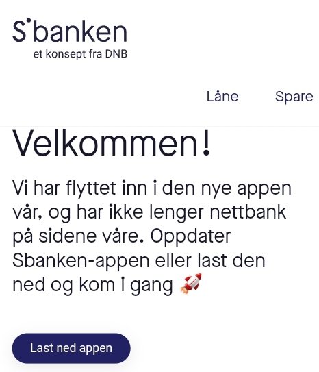 Er dette en vits? Har DNB stengt nettbanken til Skandiabanken og tvinger alle kundene til å laste ned en app på smarttelefonen?

Kutter man ut smarttelefonen, så har man ikke tilgang til banken..?