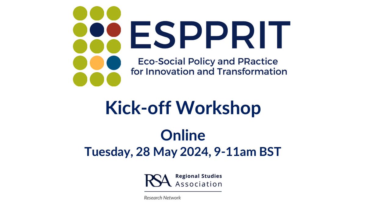 💫Find out more about our newest Research Network ESPPRIT at their kick-off workshop💫 ➡️Eco-Social Policy & PRactice for Innovation and Transformation ⏰28 May 9am BST /10am CEST For more info & free registration: 💻bit.ly/ESPPRITWS 🔁🤩