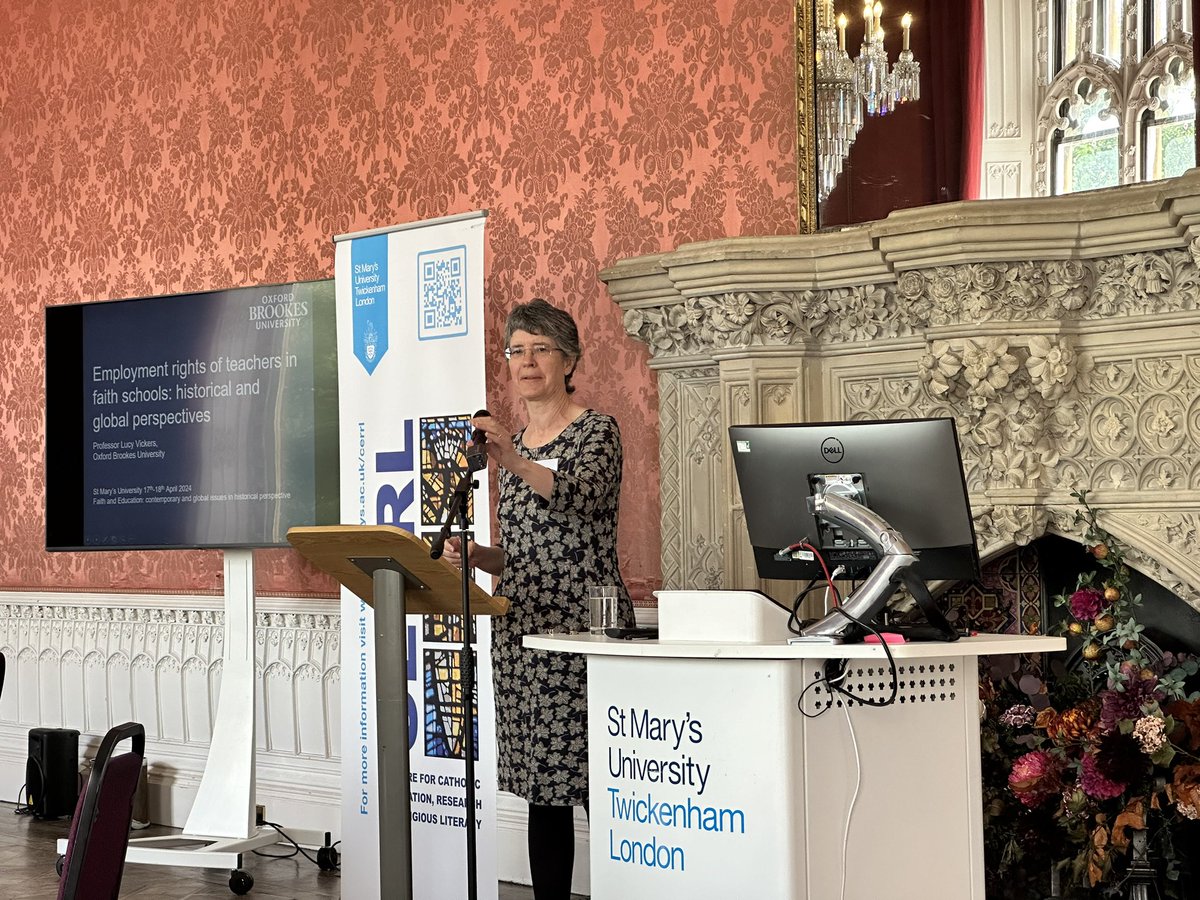 Now, in a parallel session, Prof. Lucy Vickers on the employment rights of teachers in faith schools #faithandeducation2024 @CERRLStMarys @YourStMarys