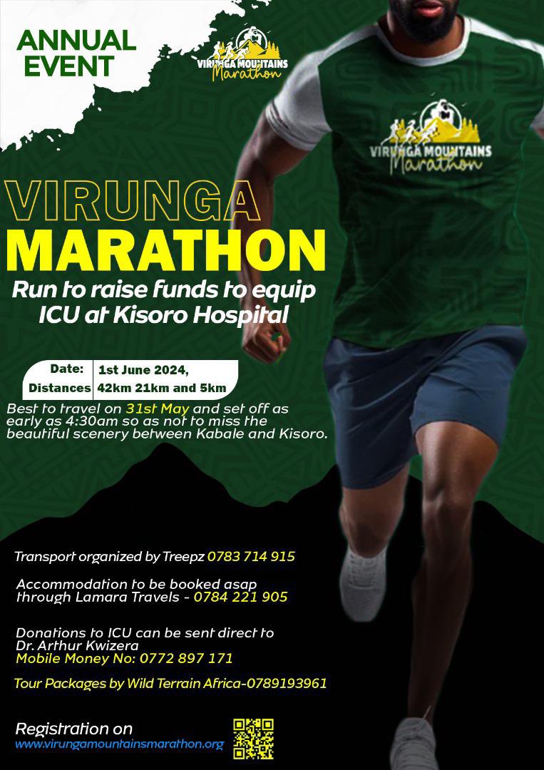 Don't miss this fun adventure yet with a cause to equip the ICU unit at Kisoro Hospital. Register now and participate in the #Virungamarathon2024